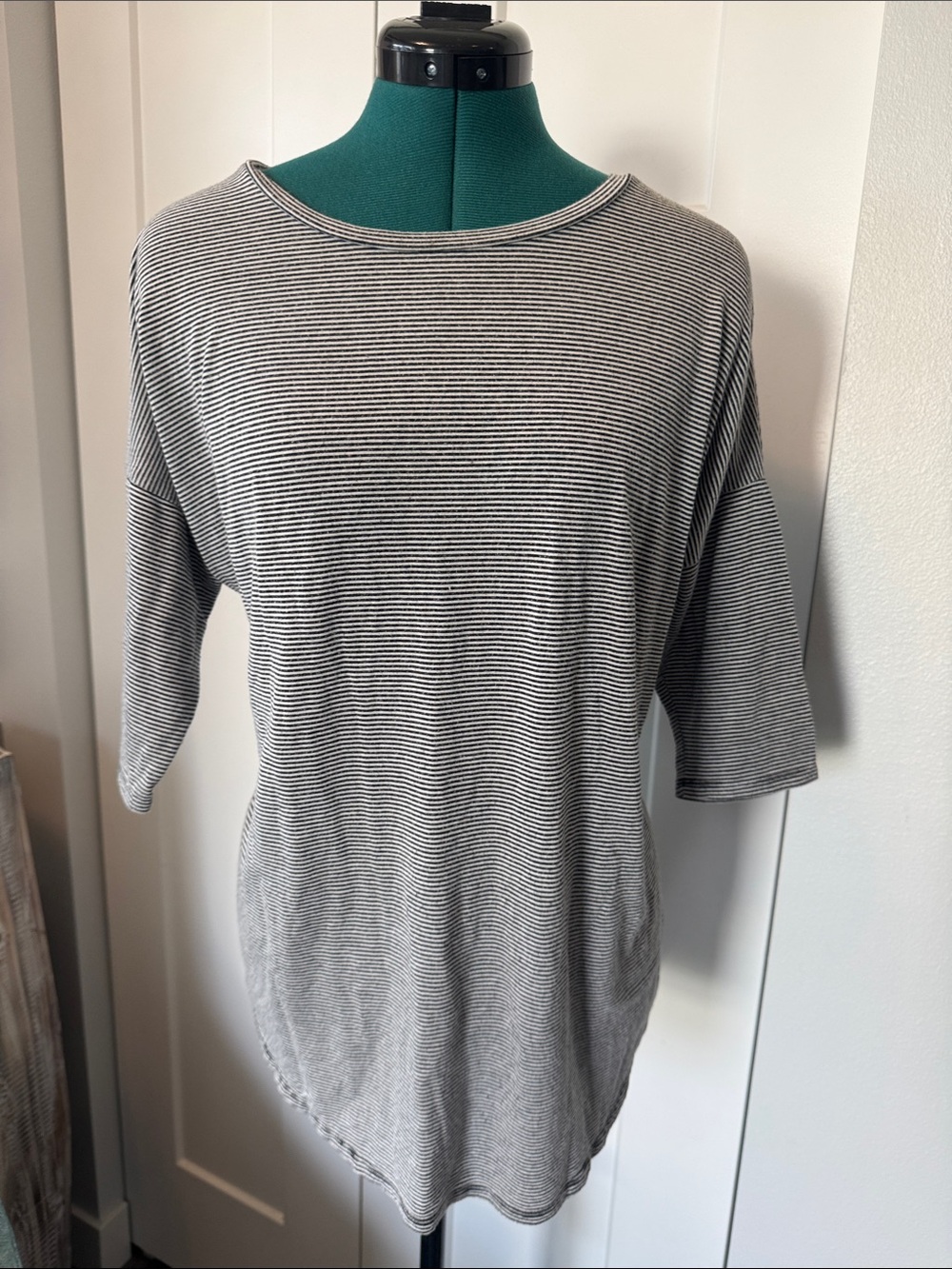 BKE Black and White Striped Top
